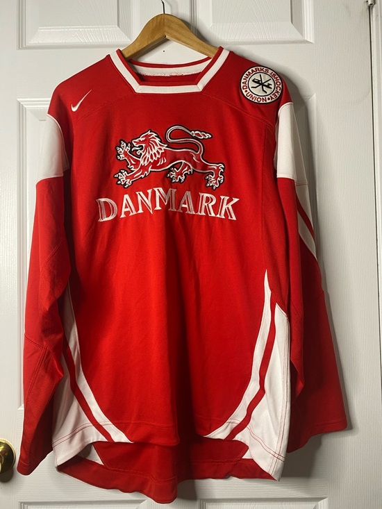 Nike Other - Vintage Nike Red and White Denmark Hockey Jersey with Lion Crest #7